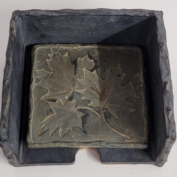 Vintage Hen-Feathers Coasters Leaf Designs 4 Coasters and Holder - Picture 5 of 9